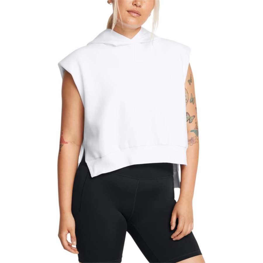 Under Armour Unstoppable Fleece Sleeveless Hoodie Sweatshirt Women's White