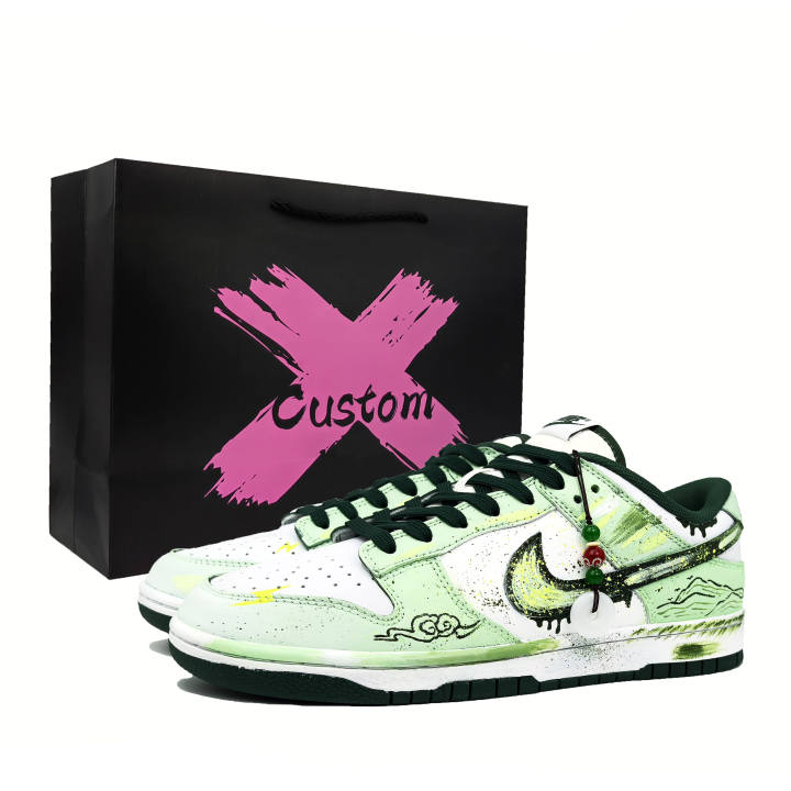 Nike Nike Dunk Abrasion Resistant Low top Skateboard Shoes Men's White Green