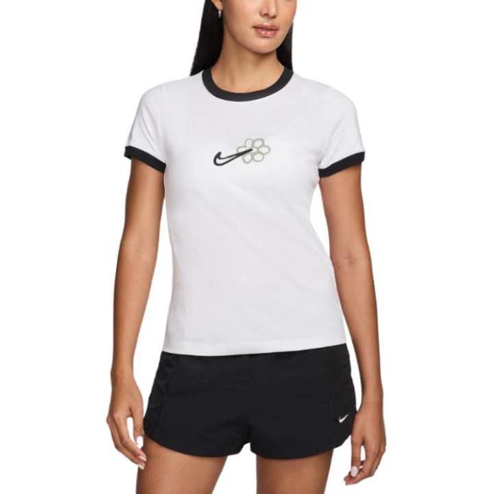 Nike Nike T Shirts Women's White Crew Neck Moderate Straight Fit