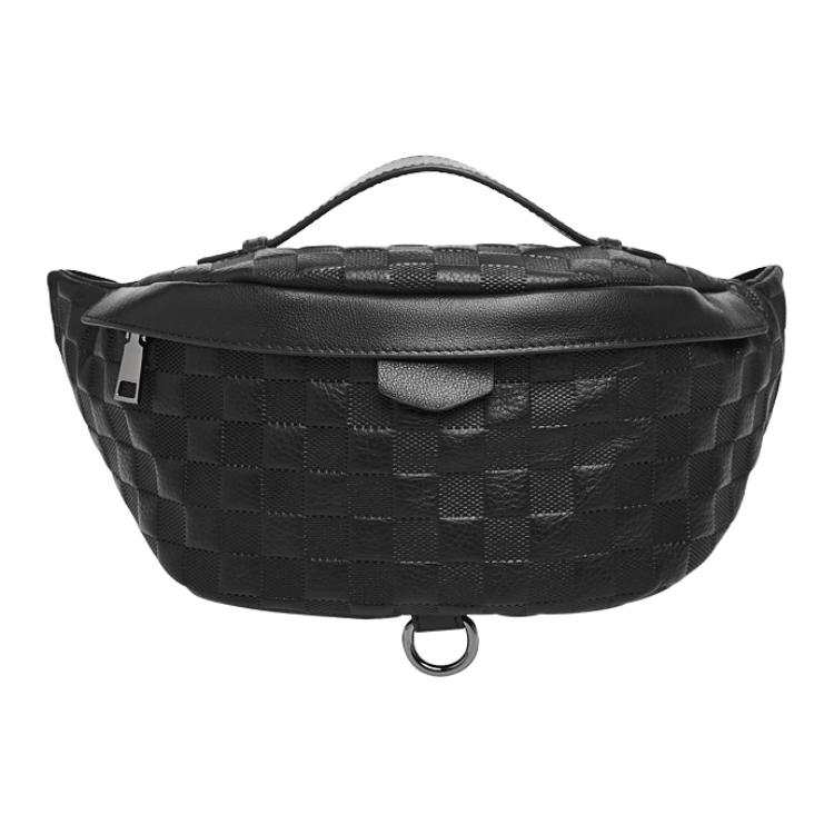 LAORENTOU Top Grain Cow Leather Crossbody Bag Sling Bag Men's Black