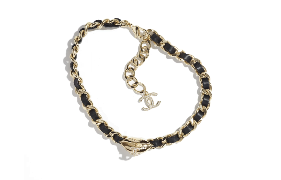 CHANEL Double C Metal Necklaces Women's Gold, Black