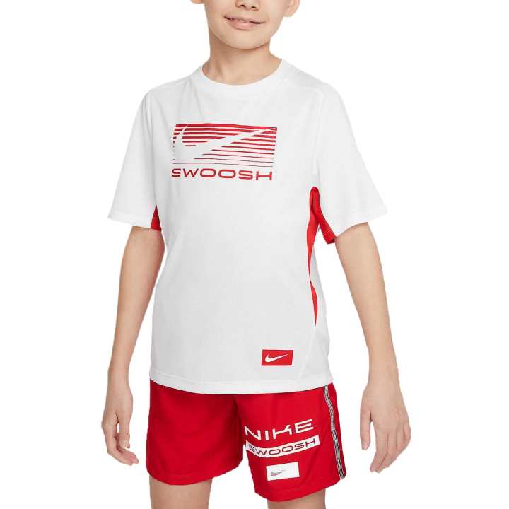 Nike Nike Dri FitSwoosh T Shirt White/University Red Kids'