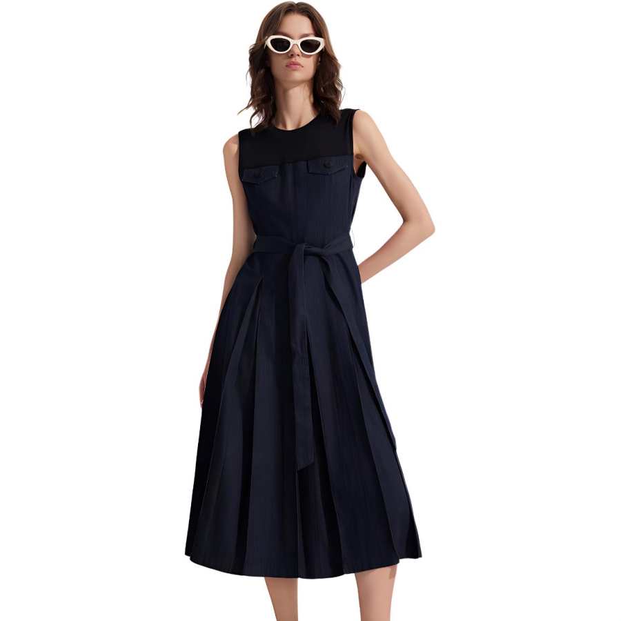 ELLE Sleeveless Dress Women's Denim Blue
