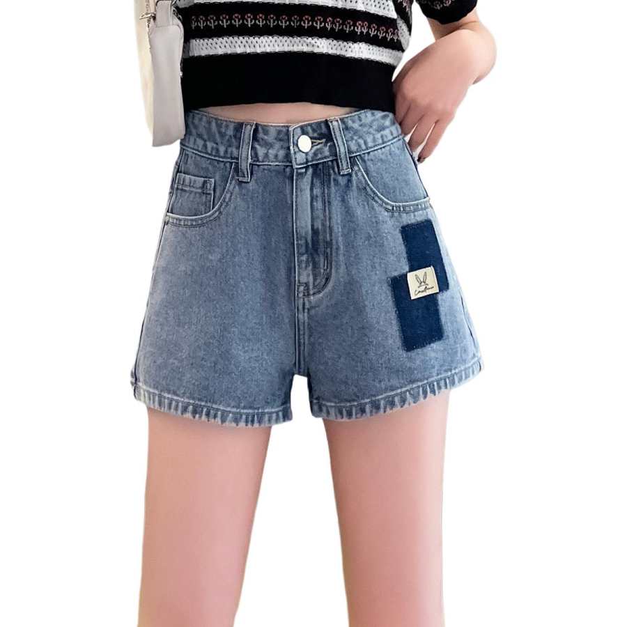 Tonlion Denim Shorts Women's Blue Moderate Straight Fit Pants