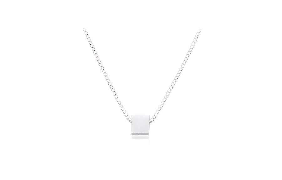 HOLLY RYAN 925 Sterling Silver Small Square Candy Necklace Women's Elegance Normcore Style