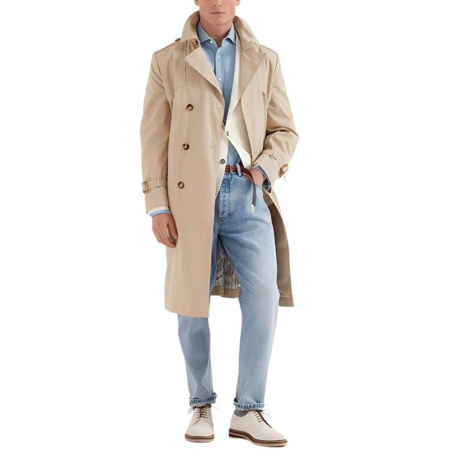 Brunello Cucinelli Trench Coat Men's Khaki