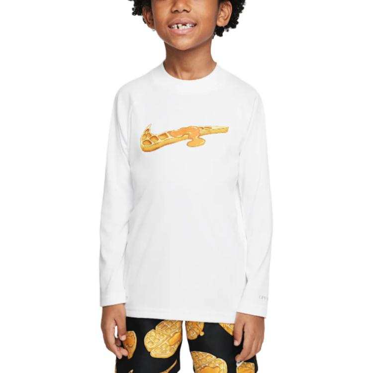 Nike Nike Dri Fit T Shirt Swim Hydroguard White/Coconut Milk/Bright Orange Children Aged 3 7 Years Old