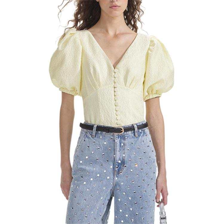 Self-portrait Self portrait Shirt Women's Cream Yellow