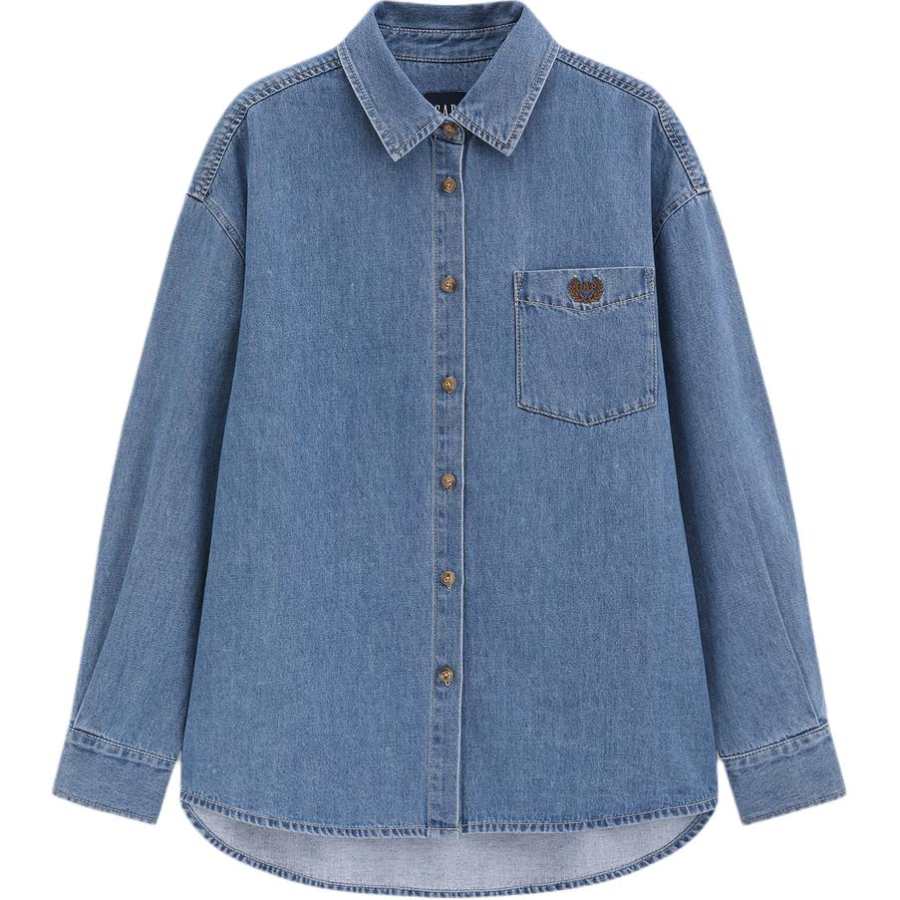 GAP GAP Shirts Women's Medium Washed Lapel Denim