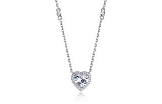 Daisy Fellowes 925 Sterling Silver Heart Necklace Women's Collarbone Chain