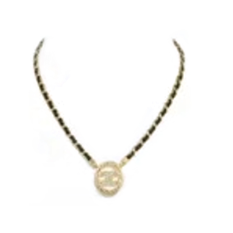 CHANEL 24A Metal, Calfskin, Crystal Necklaces Women's Gold