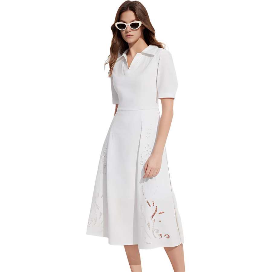 ELLE Short Sleeved Dress Women's White