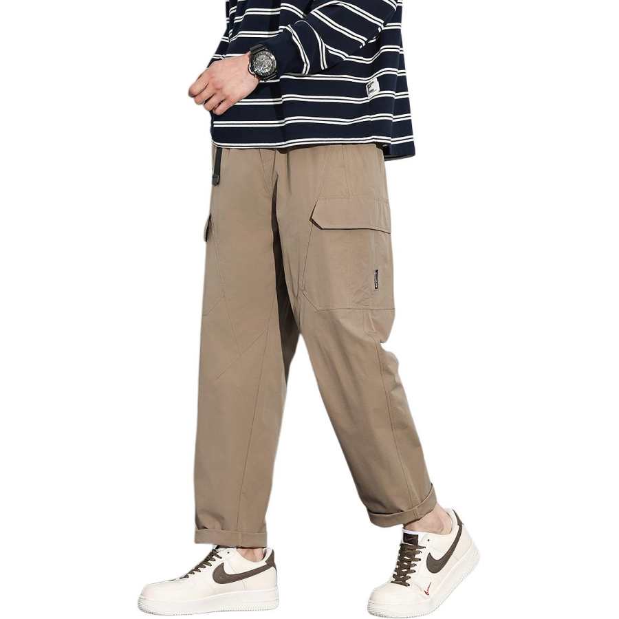 Tonlion Casual Pants Men's Moderate Straight Fit Pants