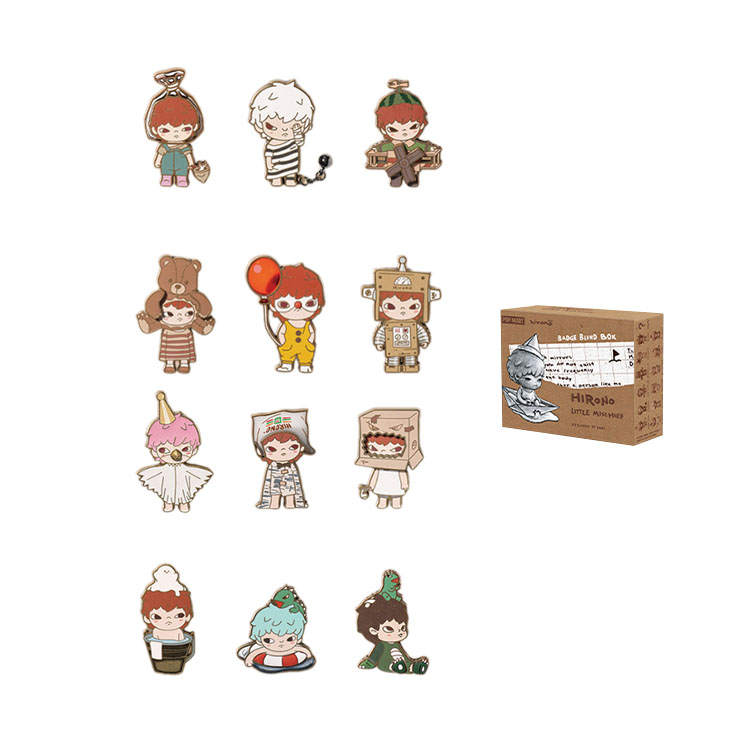 POP MART Hirono Metal Badge Mystery Boxes Single Mystery Box/Whole Box 12 Pcs
