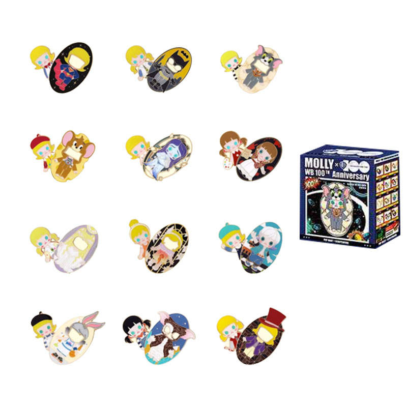 POP MART Molly X Warner Anniversary Collection Badge Mystery Boxes Single Mystery Box/Whole Box 12 Pcs