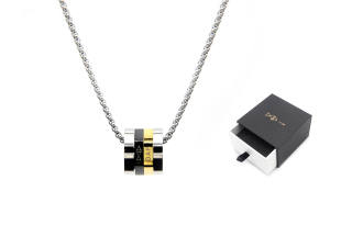 DAP [Customizable Engraving] DAP Titanium Steel Necklaces Unisex Black Gold