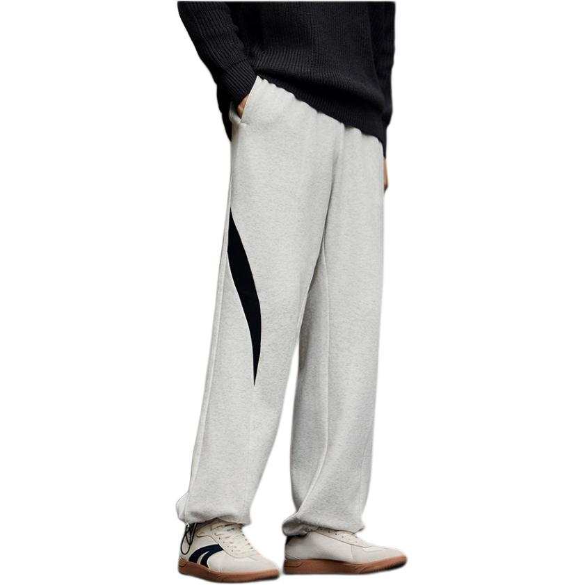 Anta Loose Fit Straight Fit Reversible Fleece Lined Knitted Sweatpants Men's Gray Heather Gray 1