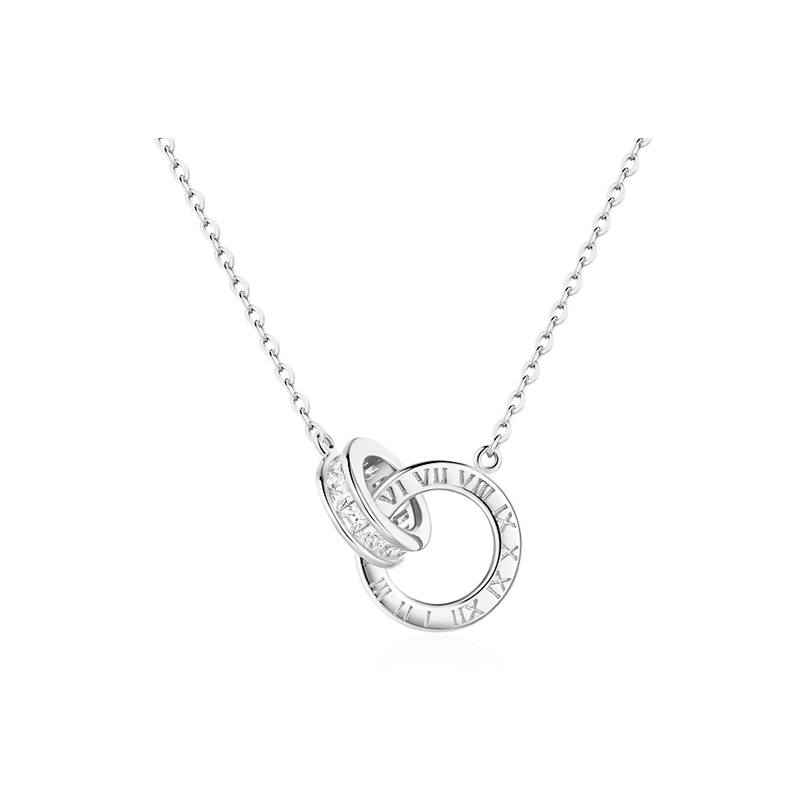FANCI Timeless Lover Collection 925 Sterling Silver Synthetic Cubic Zirconia Necklaces Women's Silver
