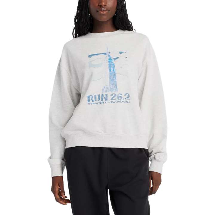 New Balance New Balance NYC Marathon GraphicFrench Terry Sweatshirt Women's Light Gray
