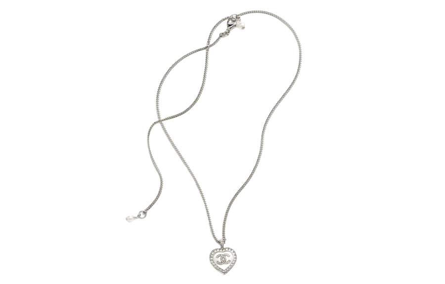 CHANEL Rhinestone Metal, Artificial Pearl Necklaces Women's Silver
