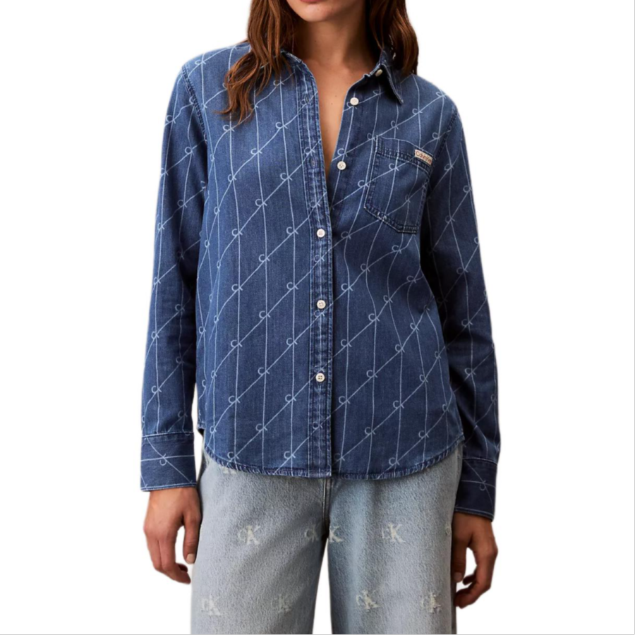 Calvin Klein Shirts Women's Blue Lapel Moderate