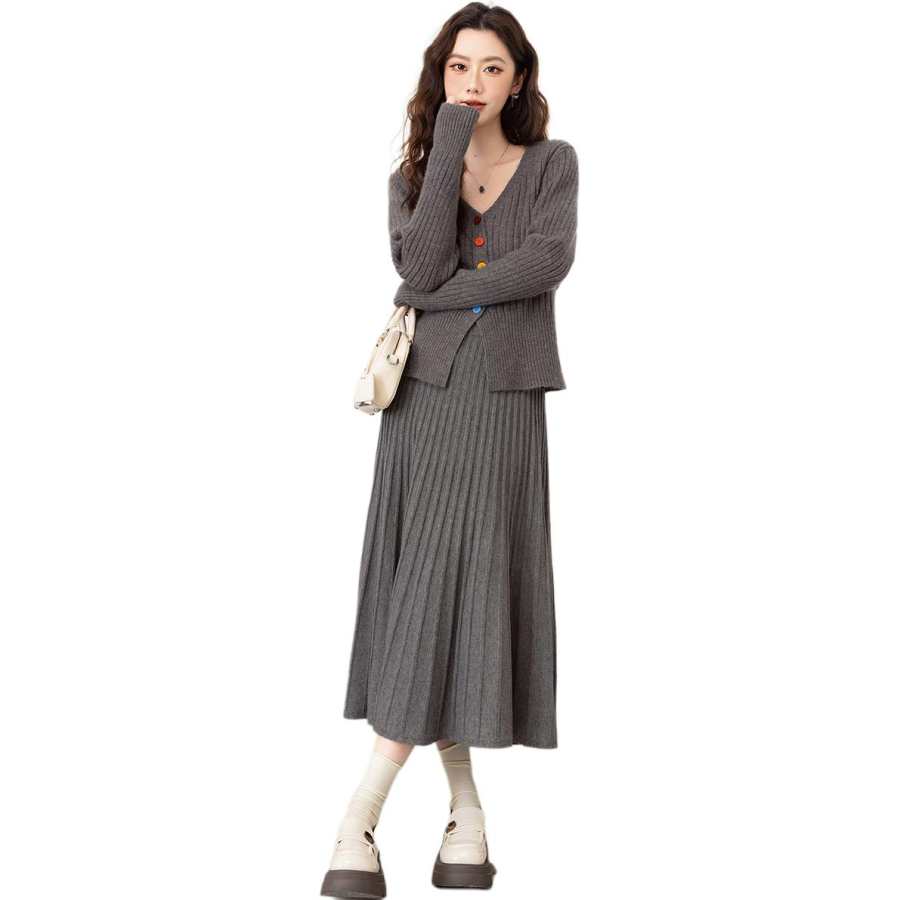 BALENO Two Piece Skirt Sets Women's V Neck Moderate Long