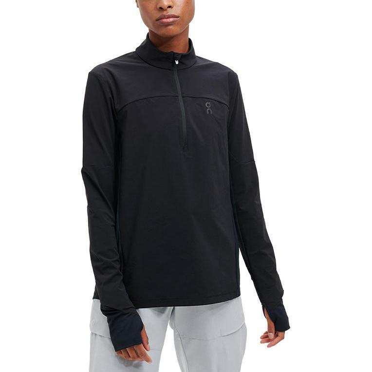 On T Shirts Women's Black Stand Collar Moderate Straight Fit