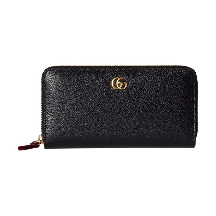 GUCCI GG Marmont Leather Wallet Women's Black & Red