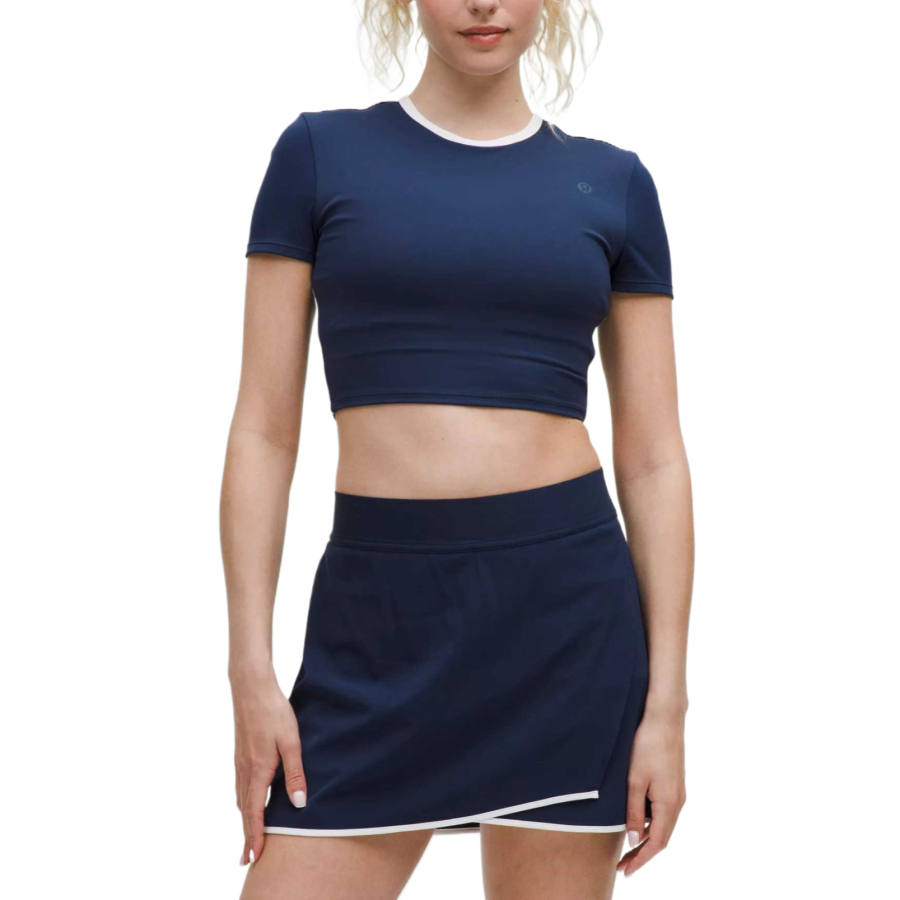 Lululemon Tight FitCropped Collection Regular T Shirt Women's Blue And White Club Blue/White