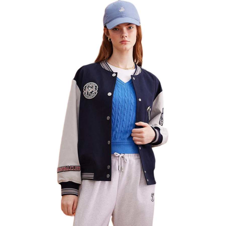 Teenie Weenie Baseball Jacket Women's Navy Blue