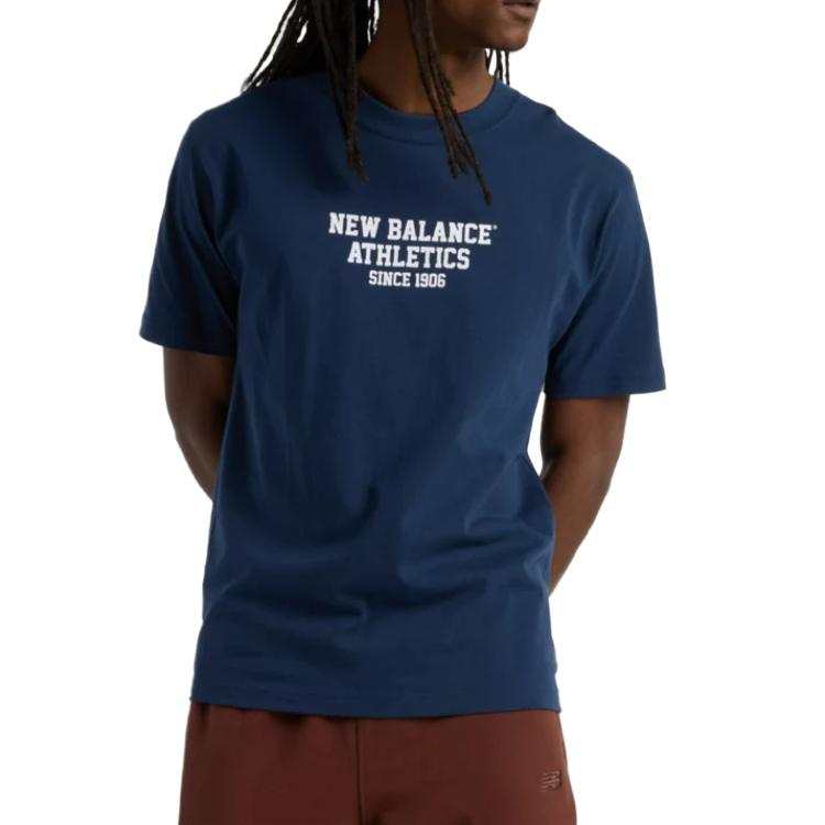 New Balance New Balance T Shirts Men's Blue Crew Neck Moderate