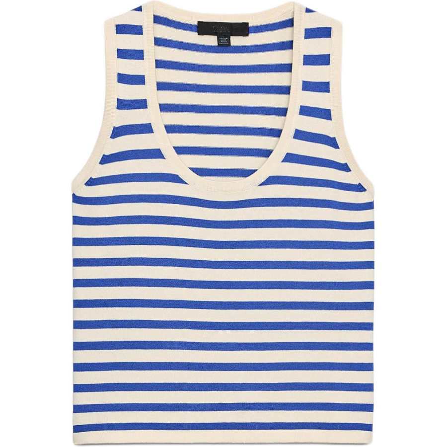 ZARA Tank Tops Women's Original/Blue Crew Neck Moderate Other