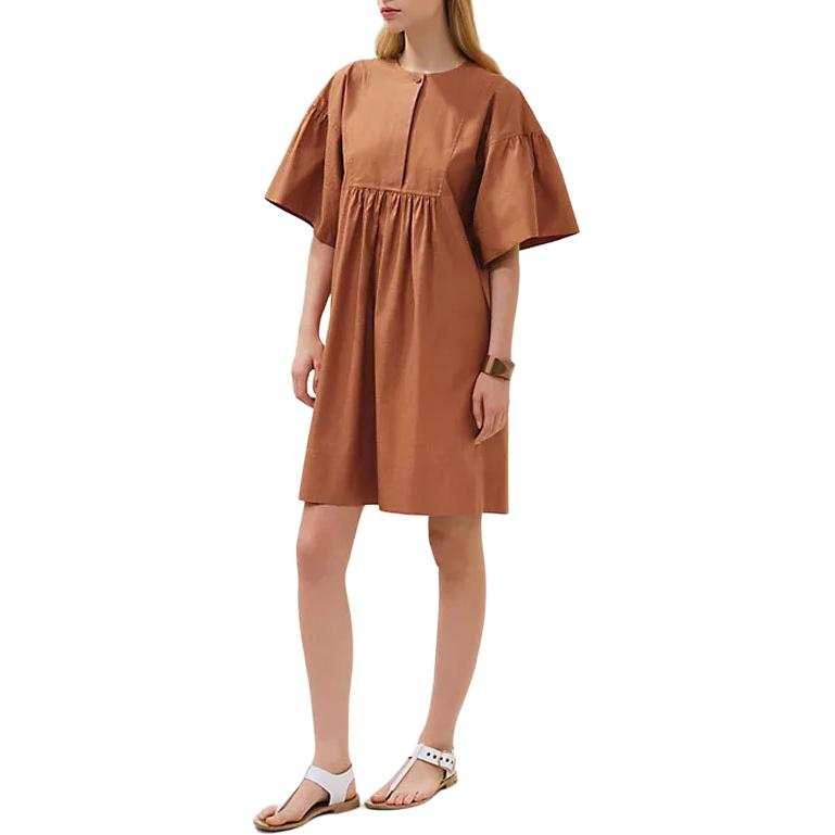 HERMES Short Sleeved Dress Women's Brown