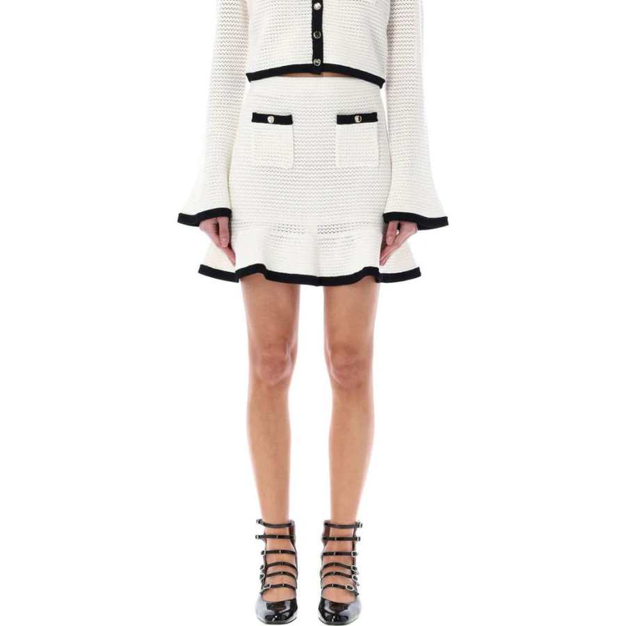Self-portrait sequinned crochet miniskirt