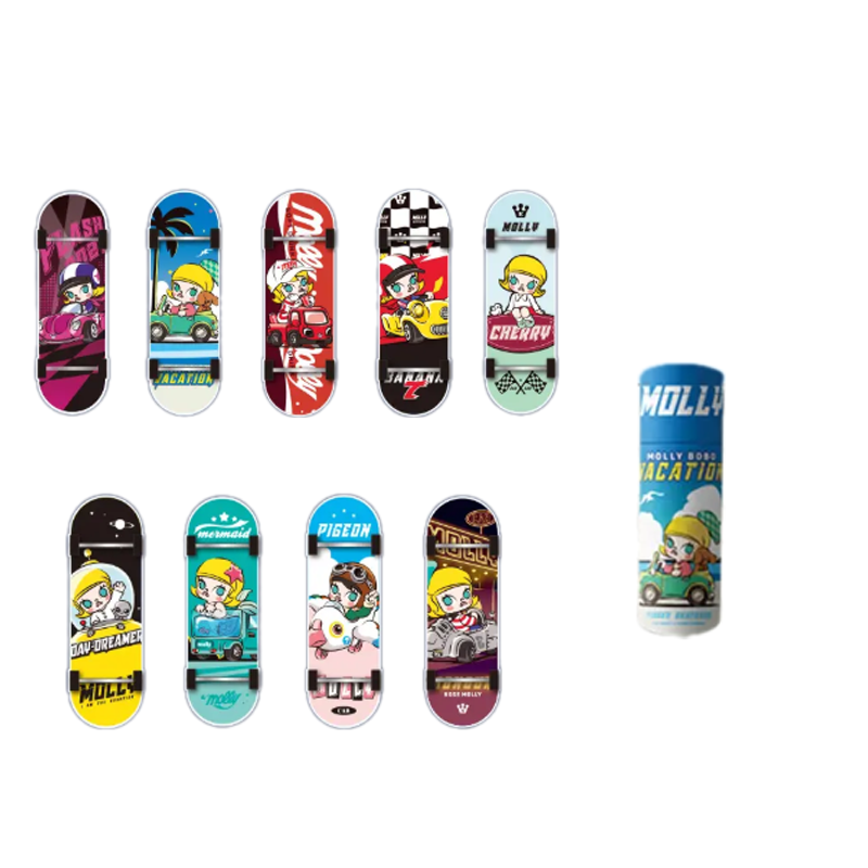 POP MART Molly Magic Kaká Collection Finger Skateboard Mystery Boxes Single Mystery Box/Full Box 9 Pcs