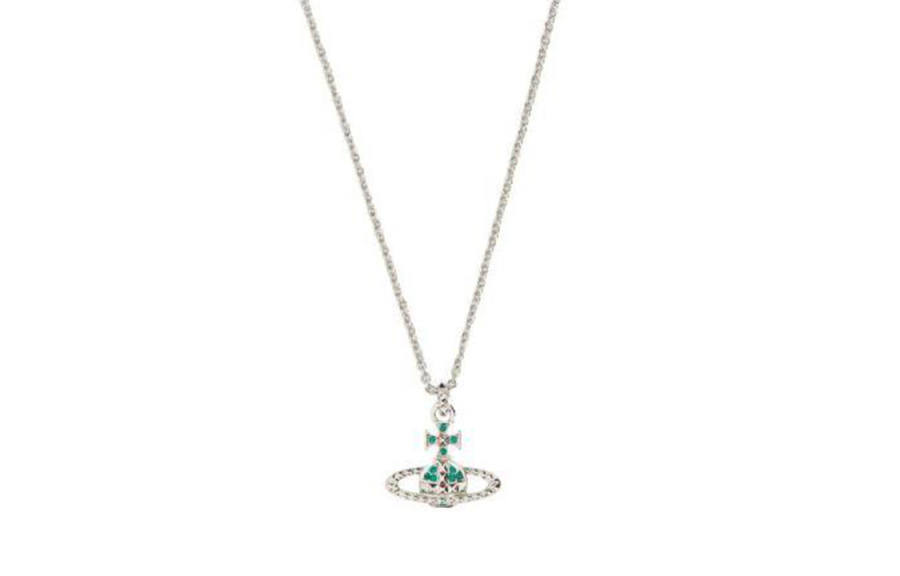 Vivienne Westwood Brass Necklaces Women's Green Diamond/Silver