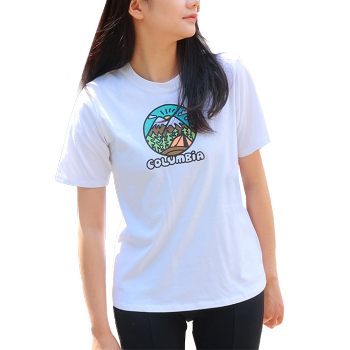 Columbia Columbia T Shirts Women's White Crew Neck Moderate
