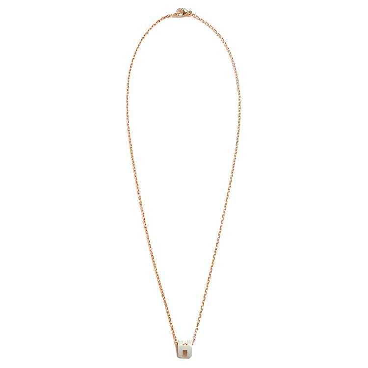 HERMES POP H Metal, Gold Plated, Rose Gold Necklaces Women's Blue