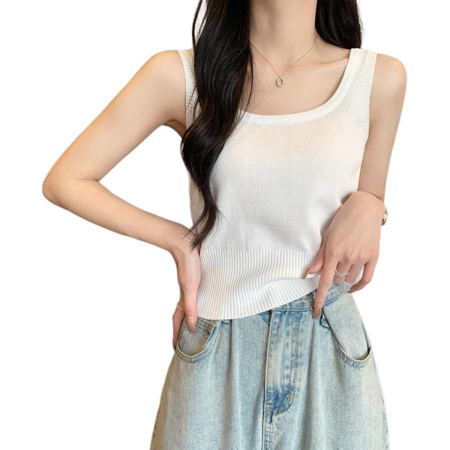 Tonlion Tank Tops Women's White Crew Neck Moderate Racerback