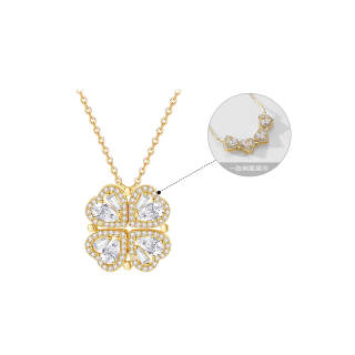 CHOW TAI SENG 925 Sterling Silver Synthetic Cubic Zirconia Necklaces Women's Warm Yellow Dopamine Dressing Colorway