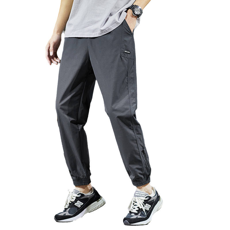 Tonlion Casual Pants Men's Ink Gray Thin Cuffed Pants