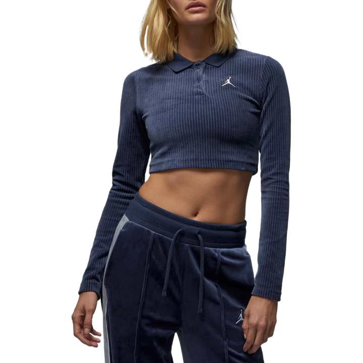 Jordan Jordan Apparel Crop Tops Women's Blue Lapel Moderate