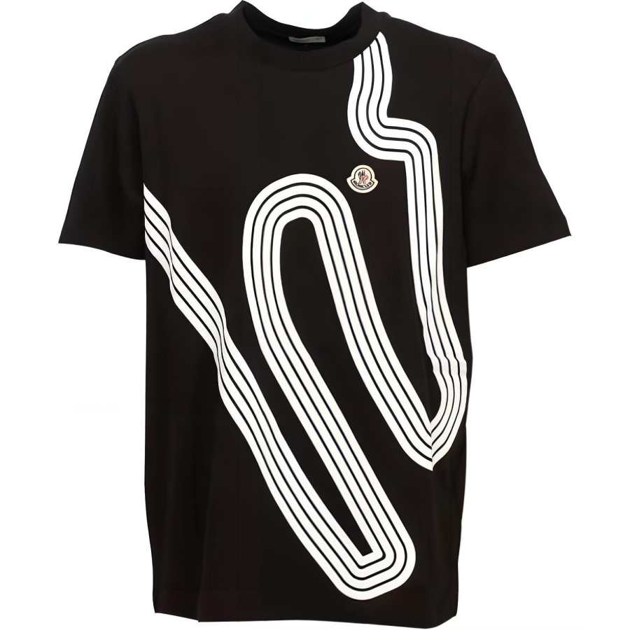 Moncler T Shirts Men's Black Crew Neck Moderate