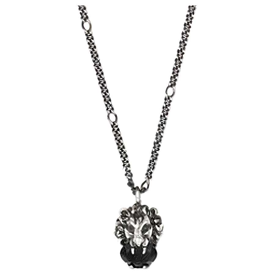 GUCCI Metal Necklaces Unisex Silver/Black
