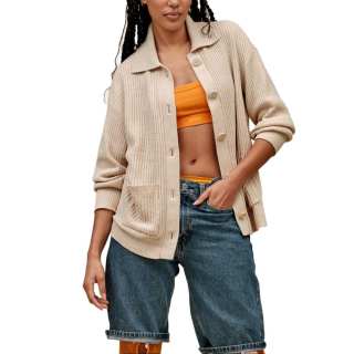 UGG Knitwear Women's Sand Lapel Moderate Cardigan