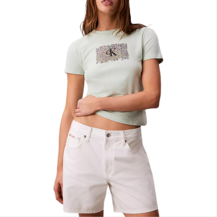 Calvin Klein T Shirts Women's Turquoise Crew Neck