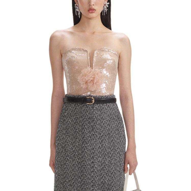 Self-portrait Self portrait Strapless Top Women's Light Gold
