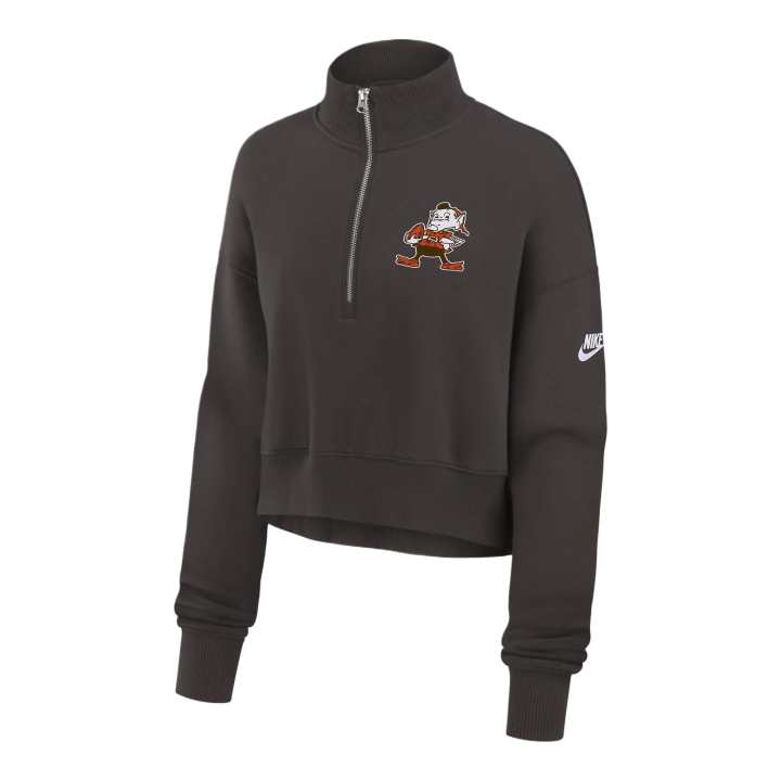 Nike Nike Cleveland Browns Rewind Phoenix Women's Nike Nfl Cropped 1/4-Zip Crew