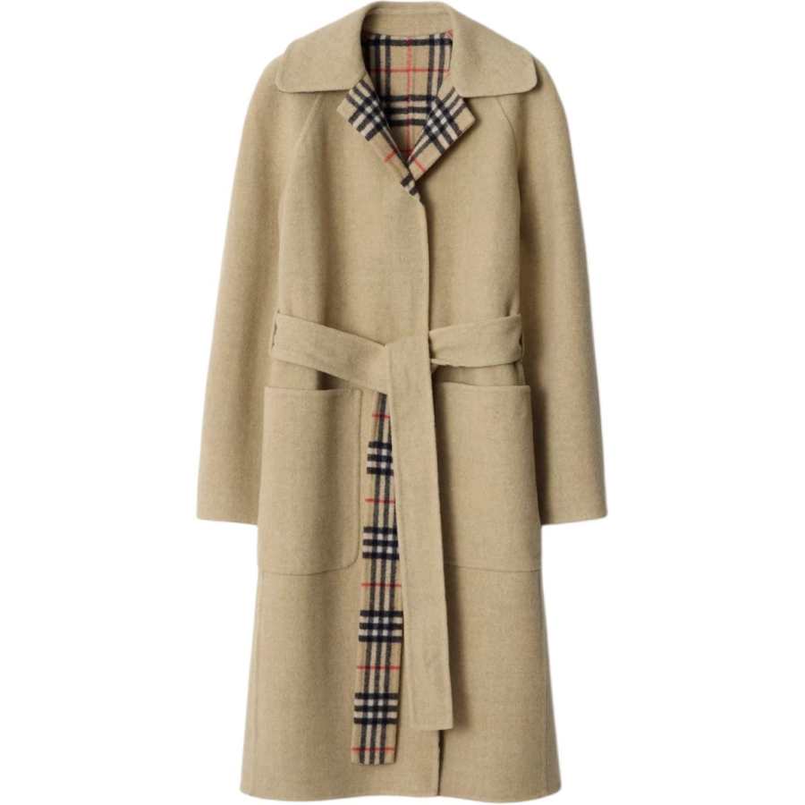Burberry Burberry check-lined belted coat