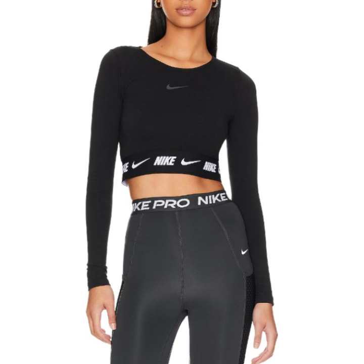 Nike Nike Crop Tops Women's Black Crew Neck Moderate